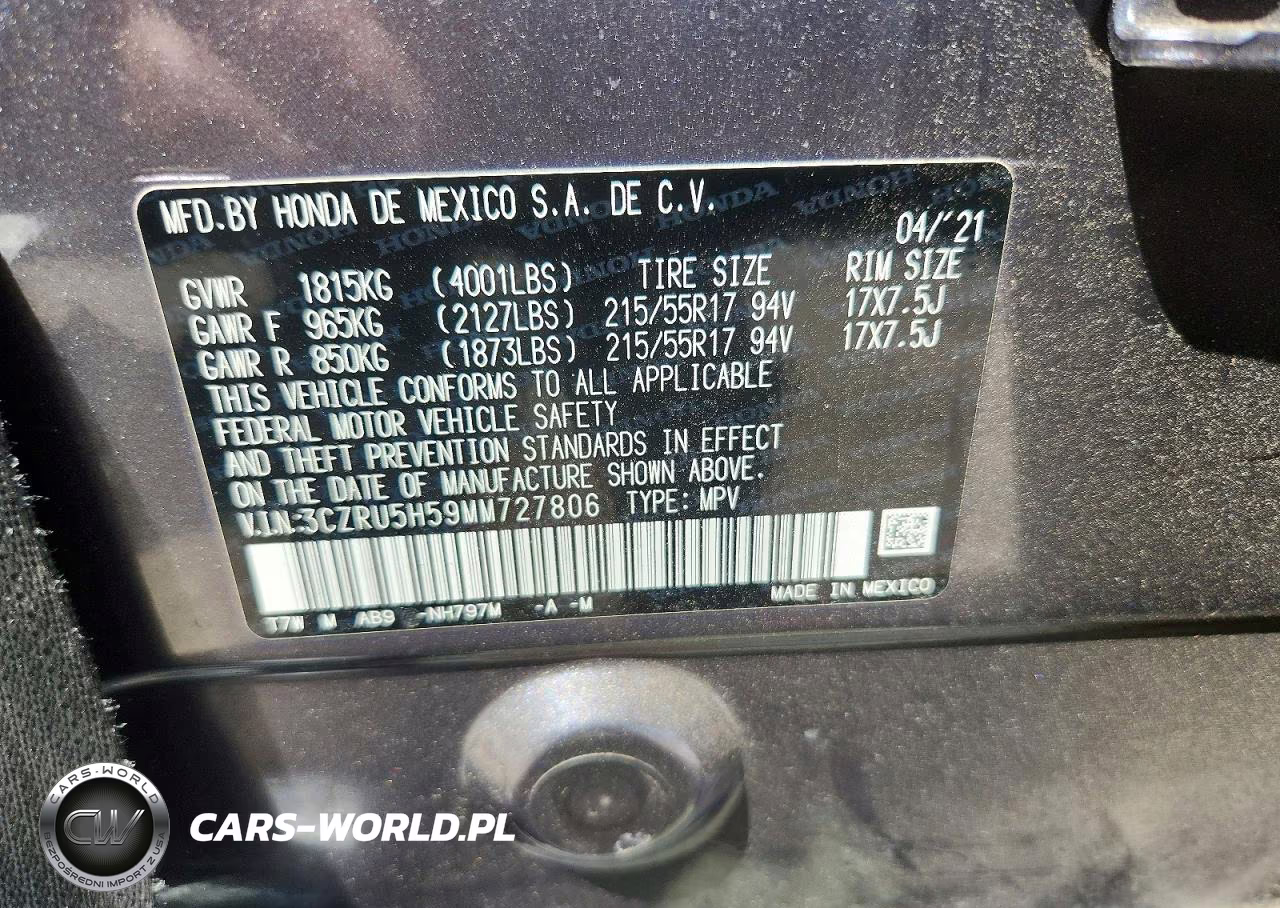 2021 Honda Hr-V Ex VIN:3CZRU5H59MM727806 - 14