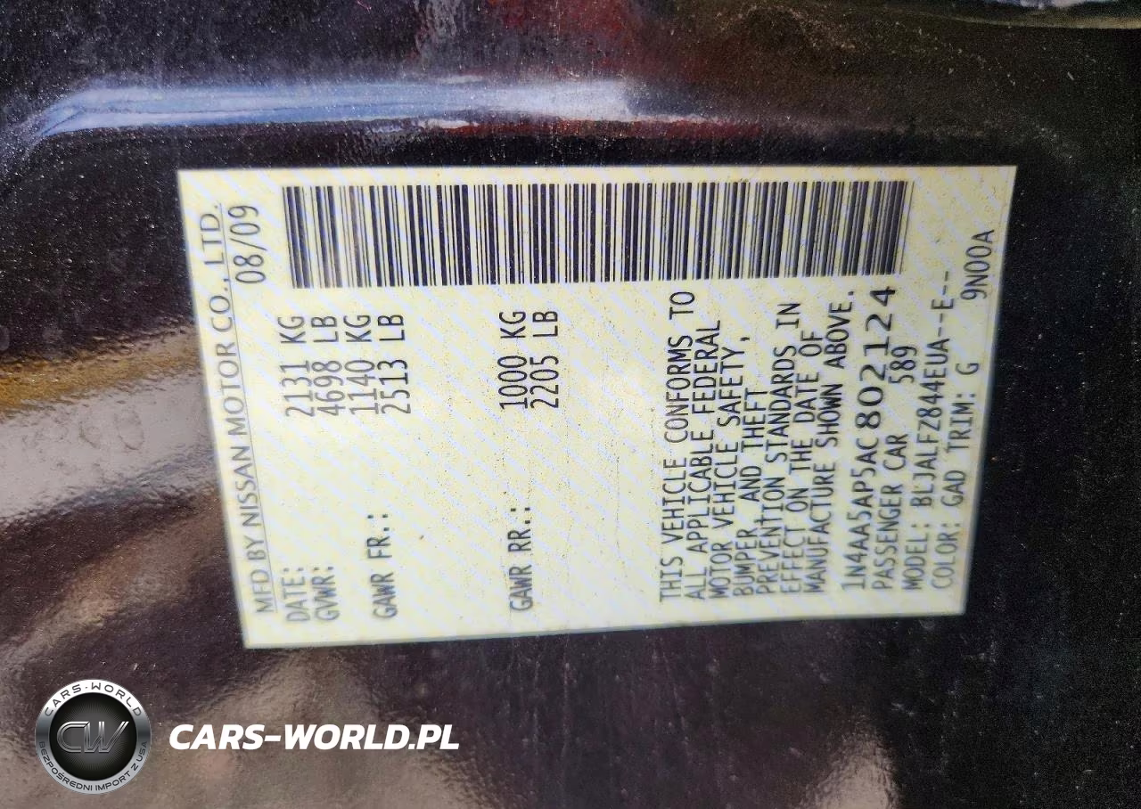 2010 Nissan Maxima 3.5 S VIN:1N4AA5AP5AC802124 - 12