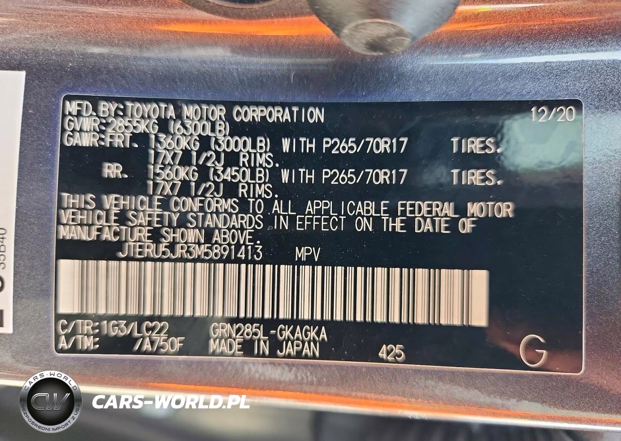 2021 Toyota 4Runner Trd Off-Road Premium VIN:JTERU5JR3M5891413 - 12