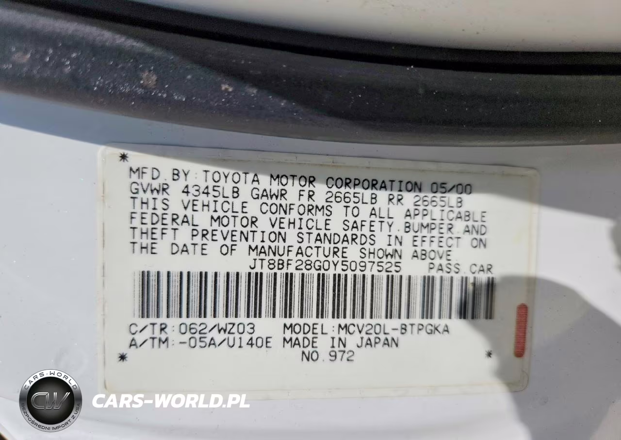 2000 Lexus Es 300 VIN:JT8BF28G0Y5097525 - 12