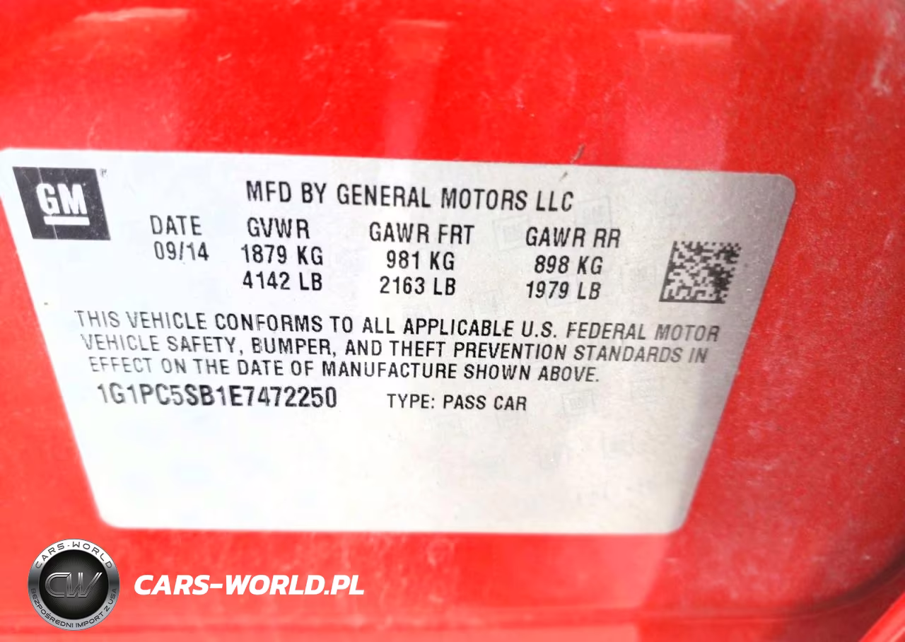 2014 Chevrolet Cruze Lt VIN:1G1PC5SB1E7472250 - 12