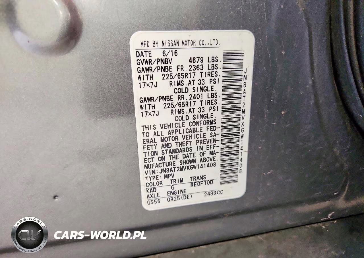 2016 Nissan Rogue Sv VIN:JN8AT2MVXGW141408 - 13