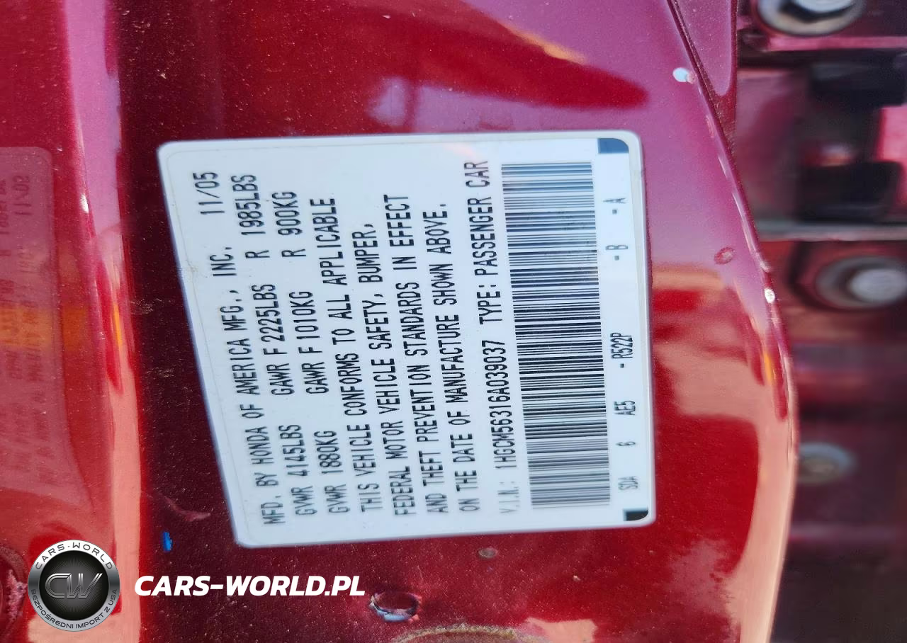 2006 Honda Accord Se VIN:1HGCM56316A039037 - 13