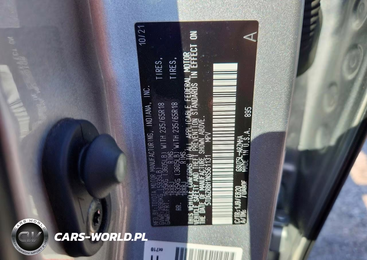 2022 Toyota Highlander Xle VIN:5TDGZRBH1NS561131 - 13