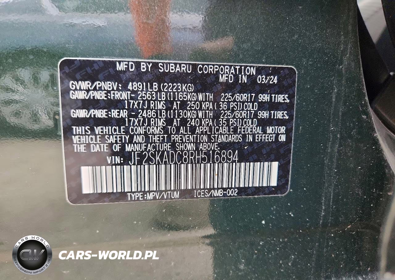 2024 Subaru Forester Premium VIN:JF2SKADC8RH516894 - 13