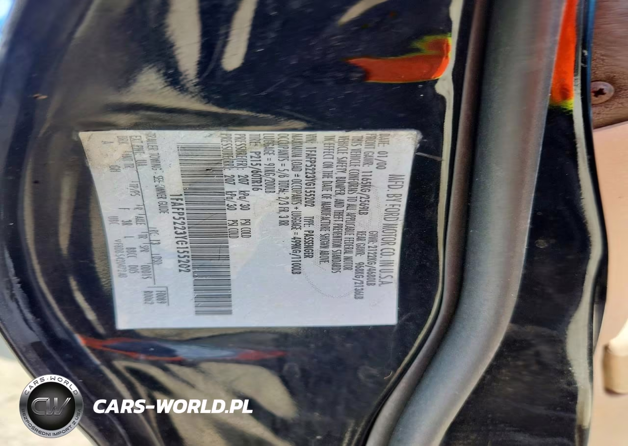 2000 Ford Taurus Lx VIN:1FAFP5223YG155202 - 12