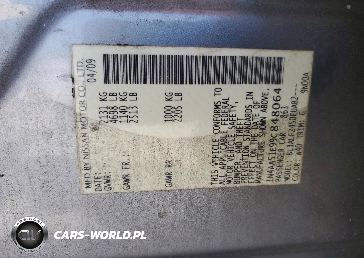 2009 Nissan Maxima S VIN:1N4AA51E99C848064 - 12