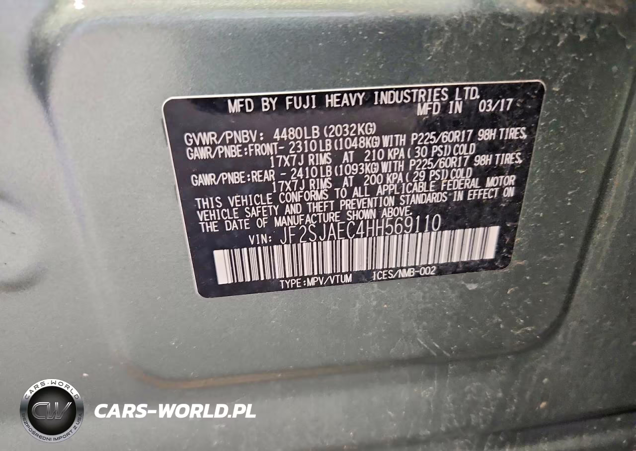 2017 Subaru Forester 2.5I Premium VIN:JF2SJAEC4HH569110 - 14
