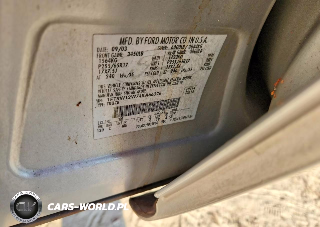 2004 Ford F150 Supercrew VIN:1FTRW12W74KA66326 - 12