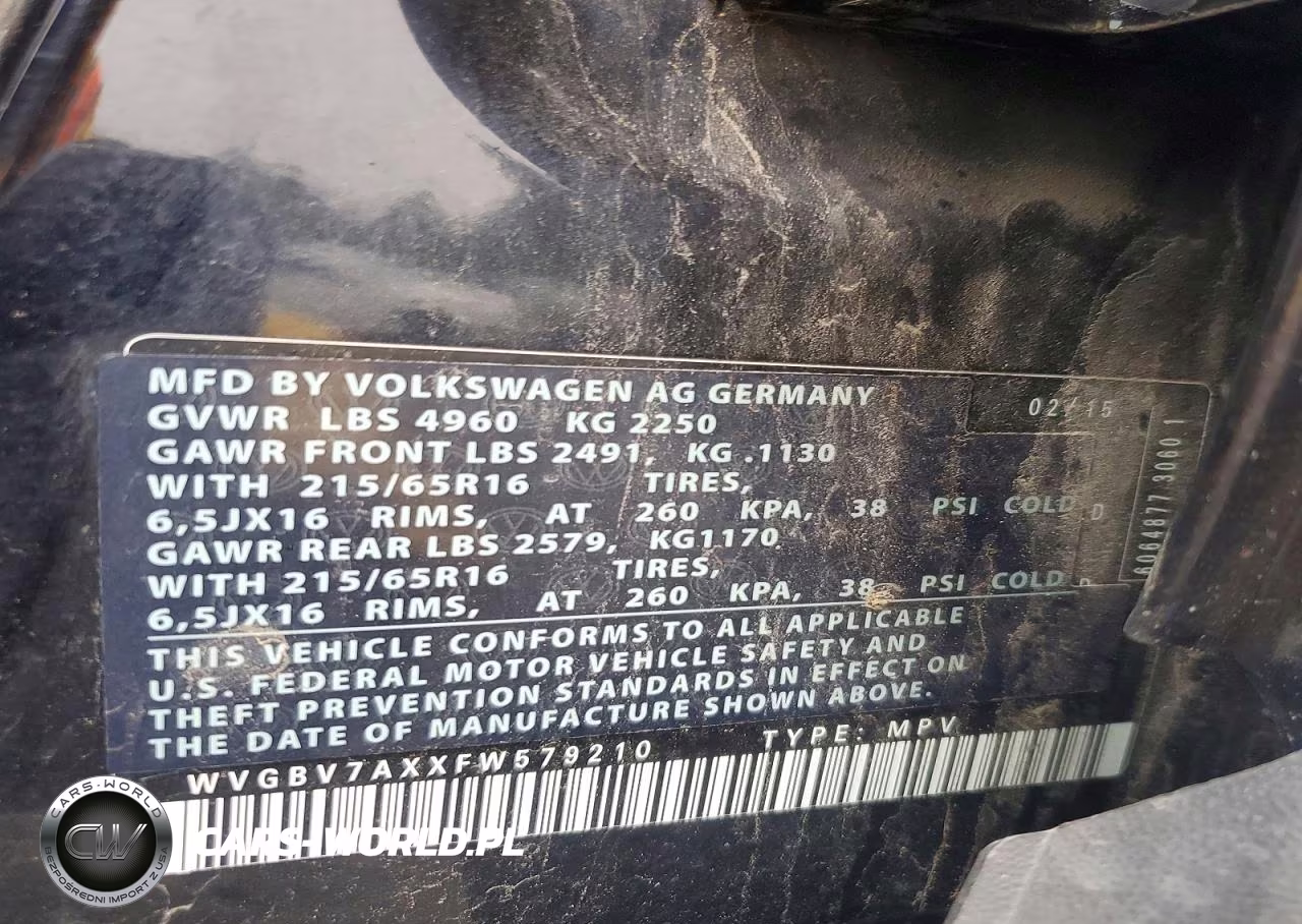 2015 Volkswagen Tiguan S VIN:WVGBV7AXXFW579210 - 13
