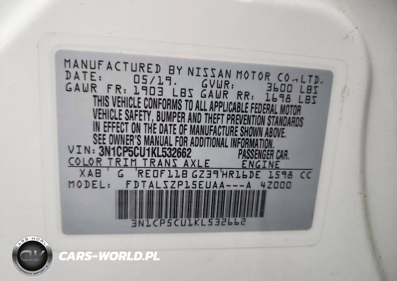 2019 Nissan Kicks Sv VIN:3N1CP5CU1KL532662 - 13