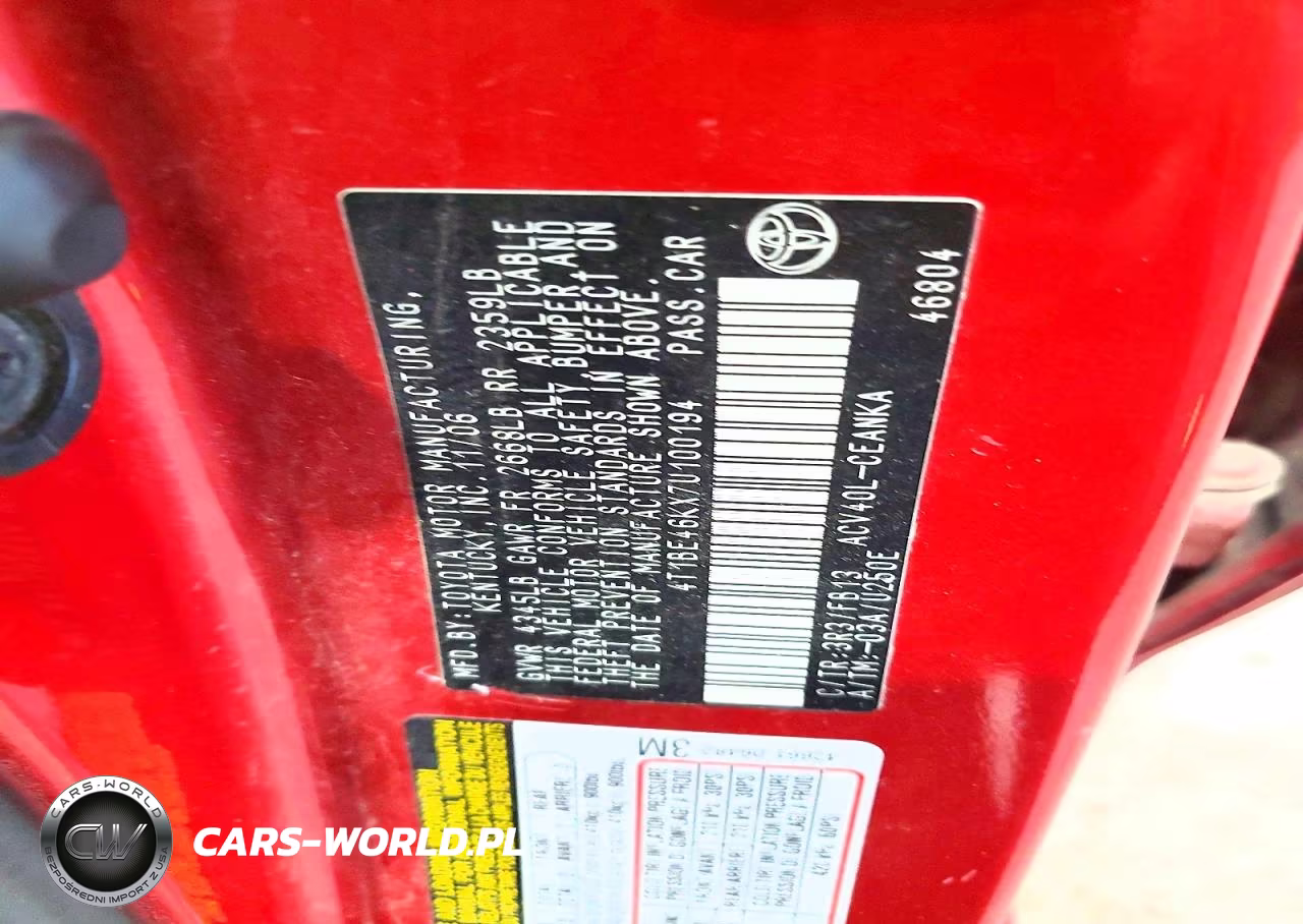 2007 Toyota Camry Le VIN:4T1BE46KX7U100194 - 12