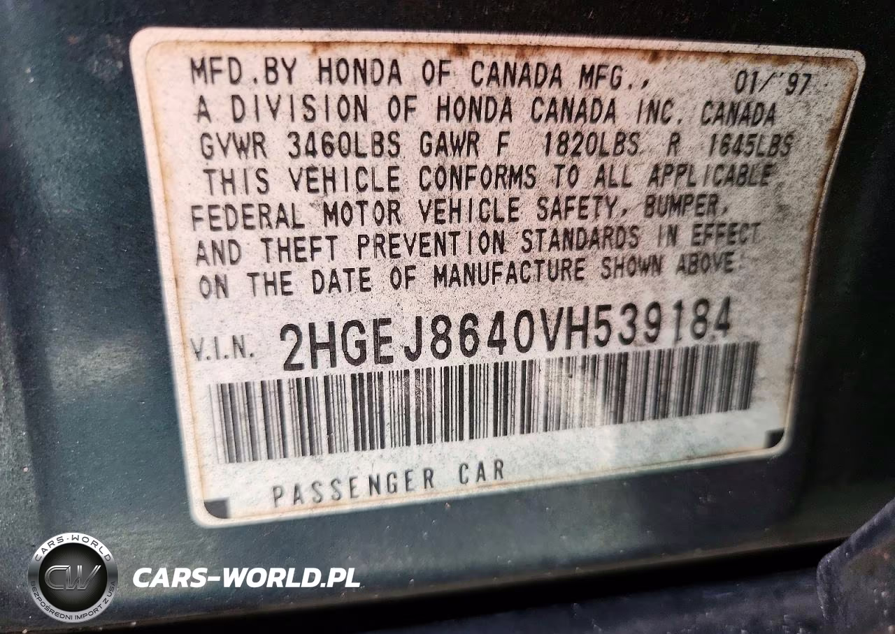 1997 Honda Civic Ex VIN:2HGEJ8640VH539184 - 12