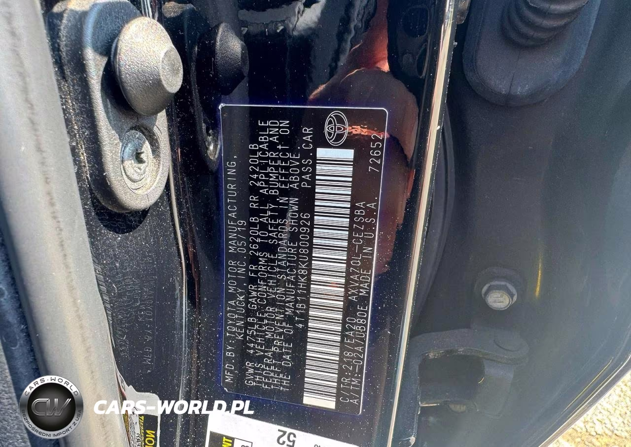2019 Toyt Camry Se VIN:4T1B11HK8KU800926 - 10