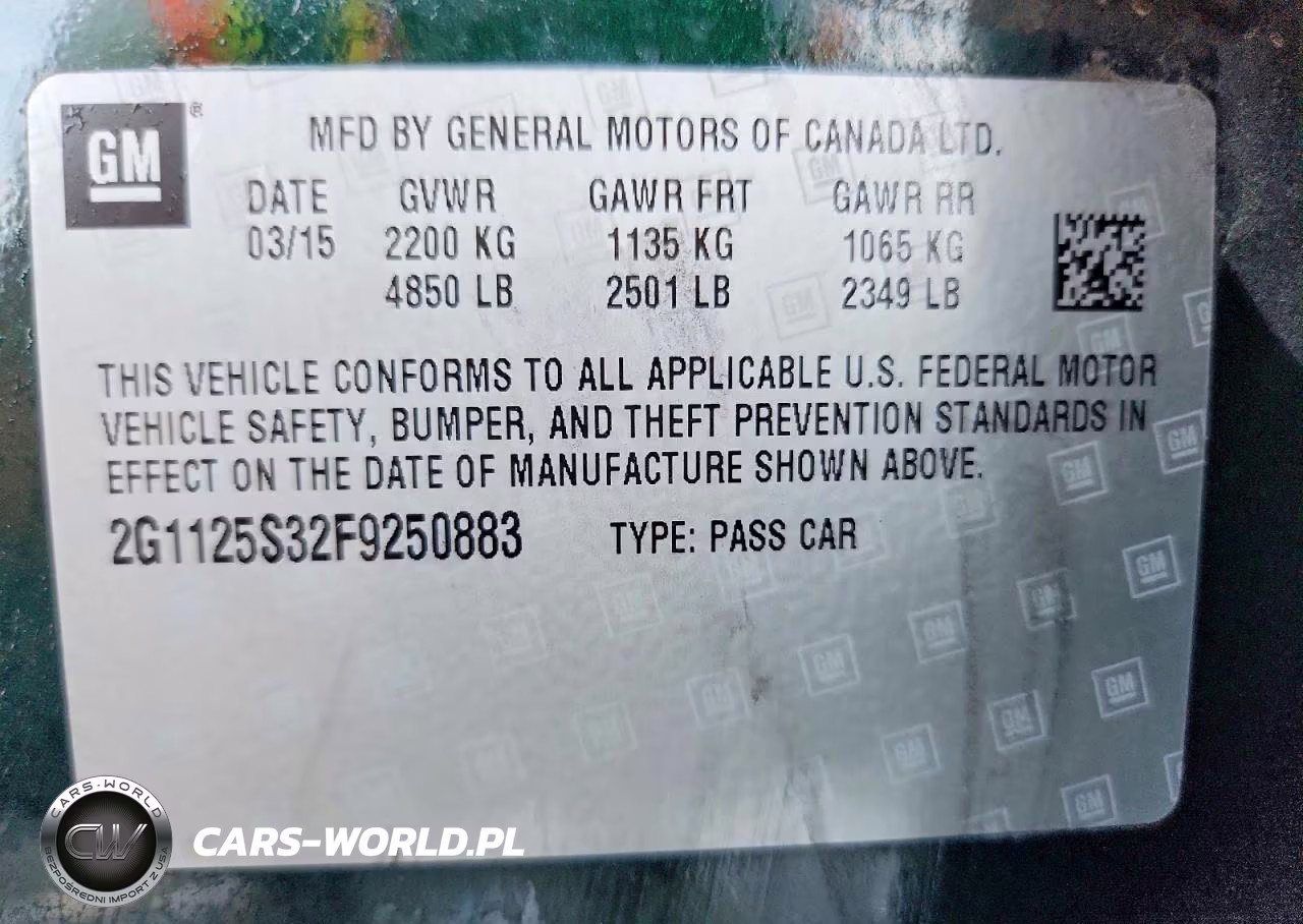 2015 Chevrolet Impala Lt VIN:2G1125S32F9250883 - 12