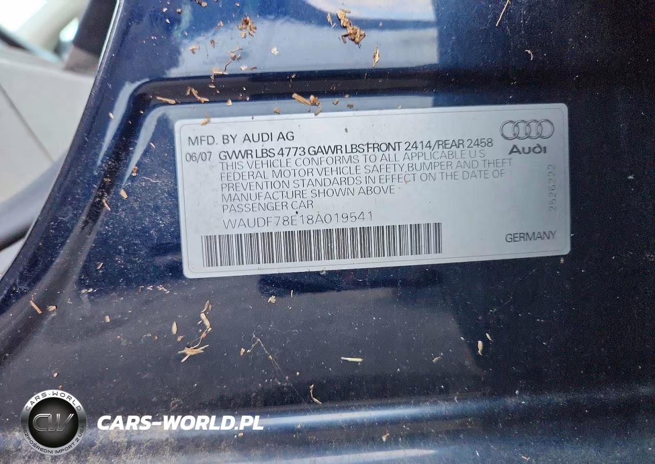 2008 Audi A4 2.0T Quattro VIN:WAUDF78E18A019541 - 13