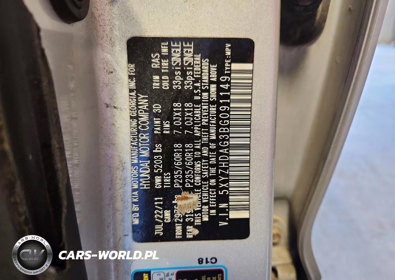 2011 Hyundai Santa Fe Se VIN:5XYZHDAG3BG091149 - 13