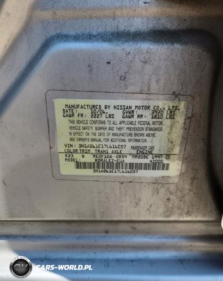 2007 Nissan Sentra 2.0 VIN:3N1AB61E17L616057 - 12