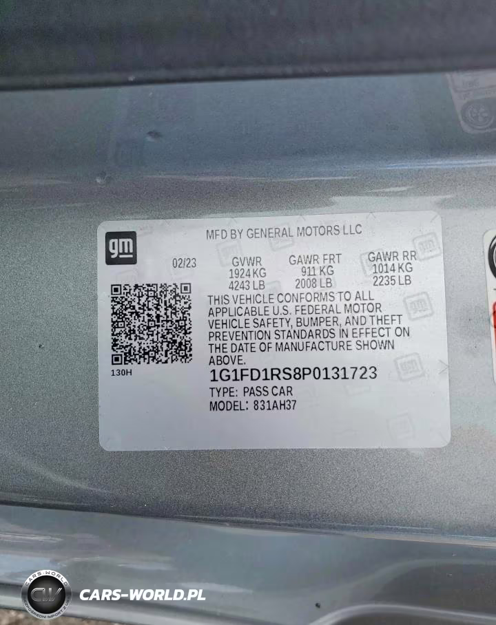 2023 Chevrolet Camaro Lt VIN:1G1FD1RS8P0131723 - 12