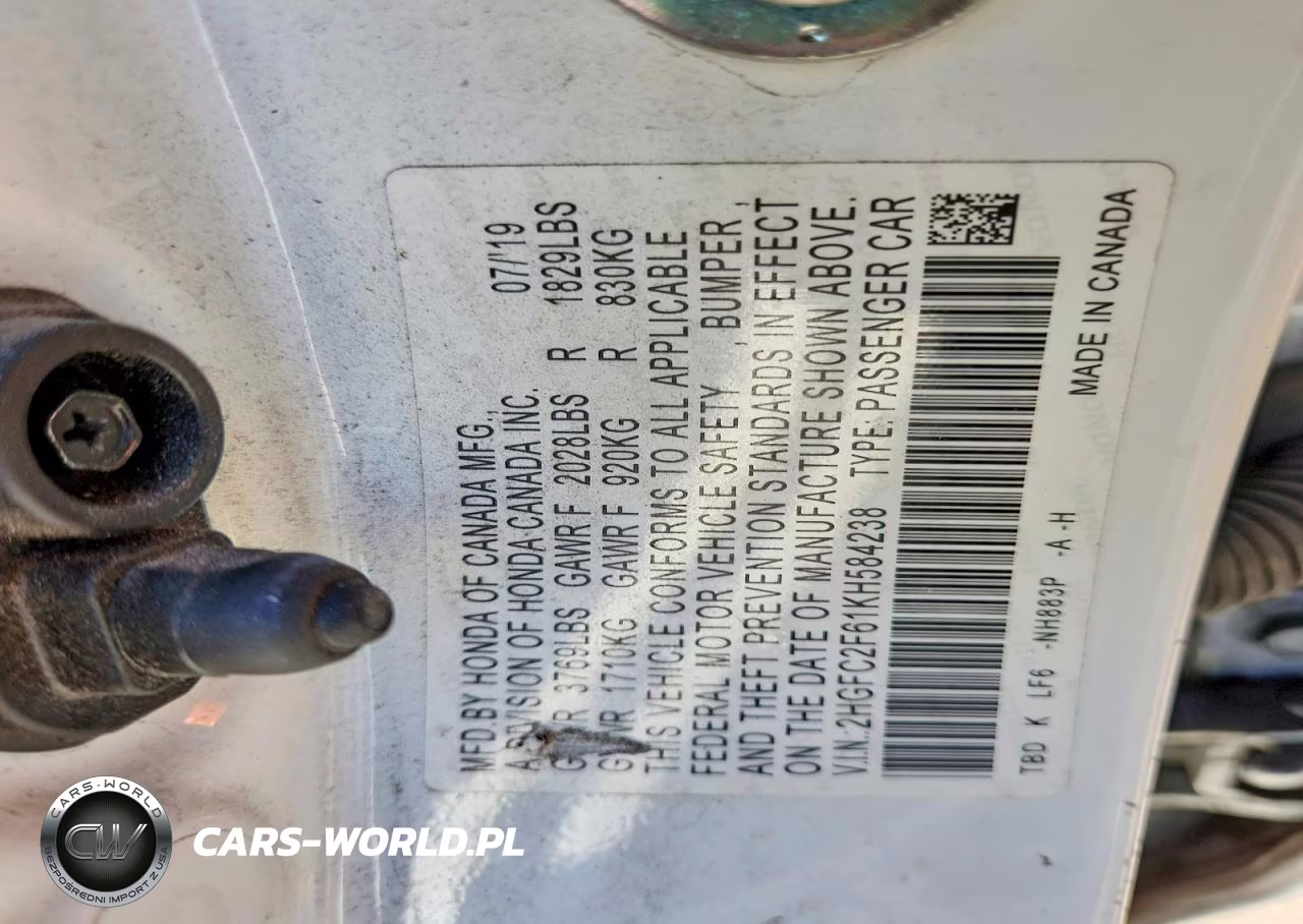 2019 Honda Civic Lx VIN:2HGFC2F61KH584238 - 12