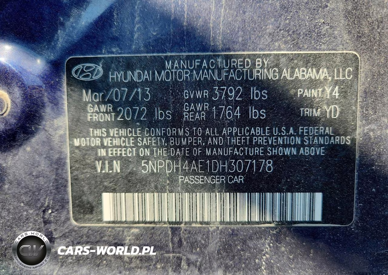 2013 Hyundai Elantra Gls VIN:5NPDH4AE1DH307178 - 12