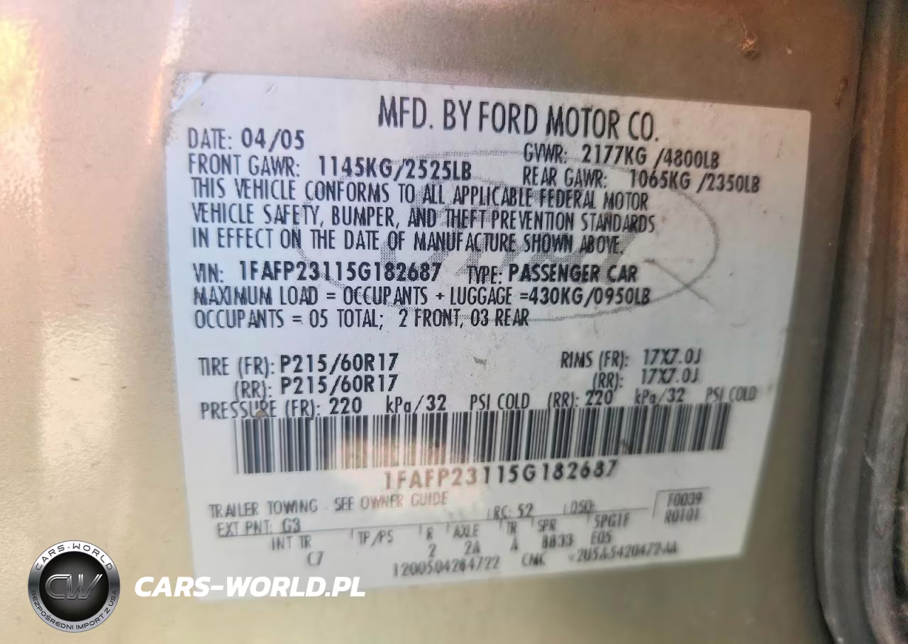 2005 Ford Five Hundred Se VIN:1FAFP23115G182687 - 12