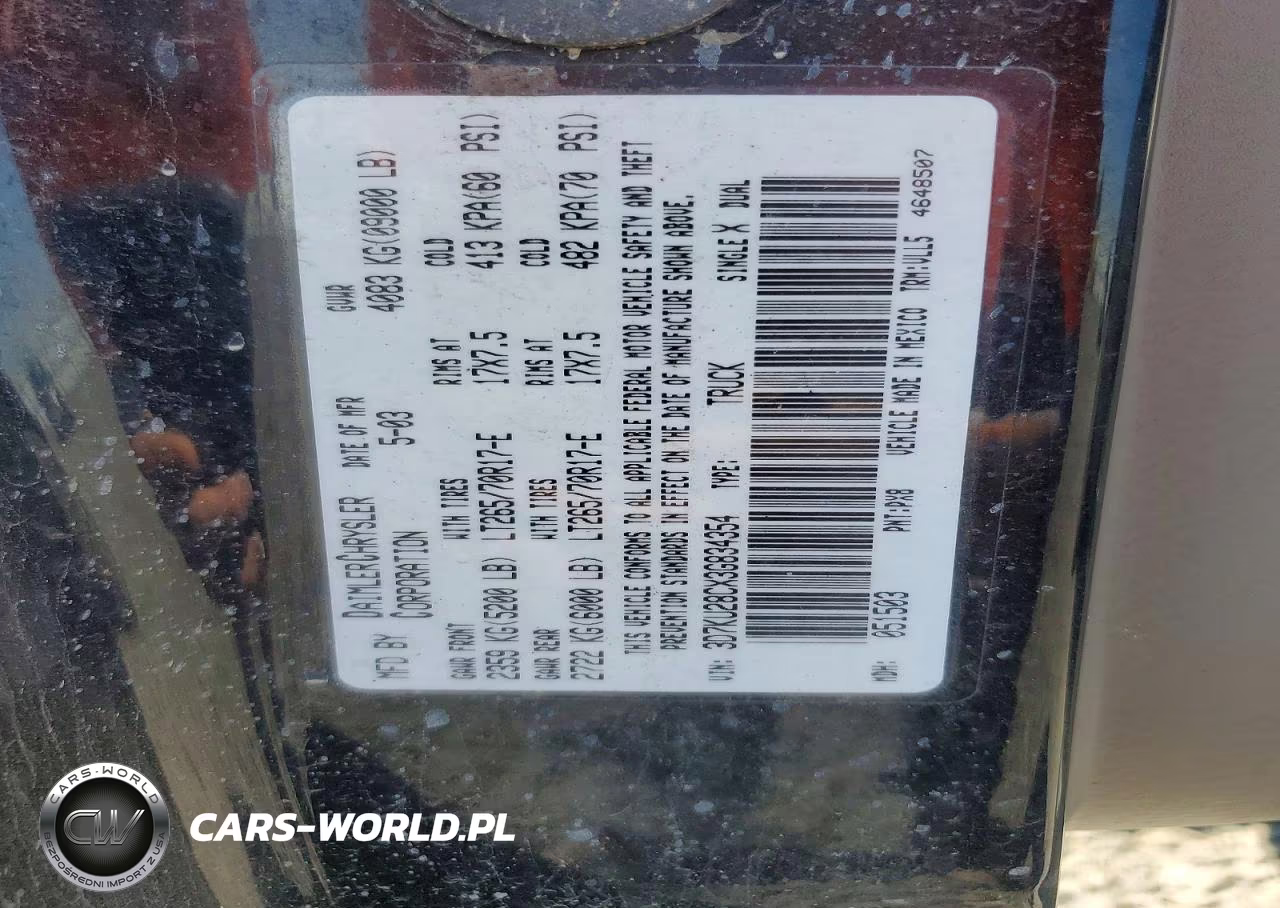 2003 Dodge Ram 2500 St VIN:3D7KU28CX3G834354 - 12