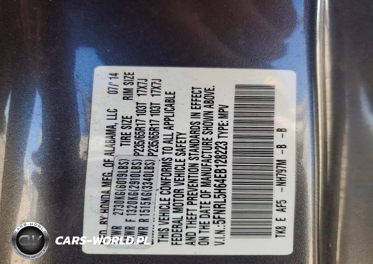 2014 Honda Odyssey Exl VIN:5FNRL5H64EB128223 - 13