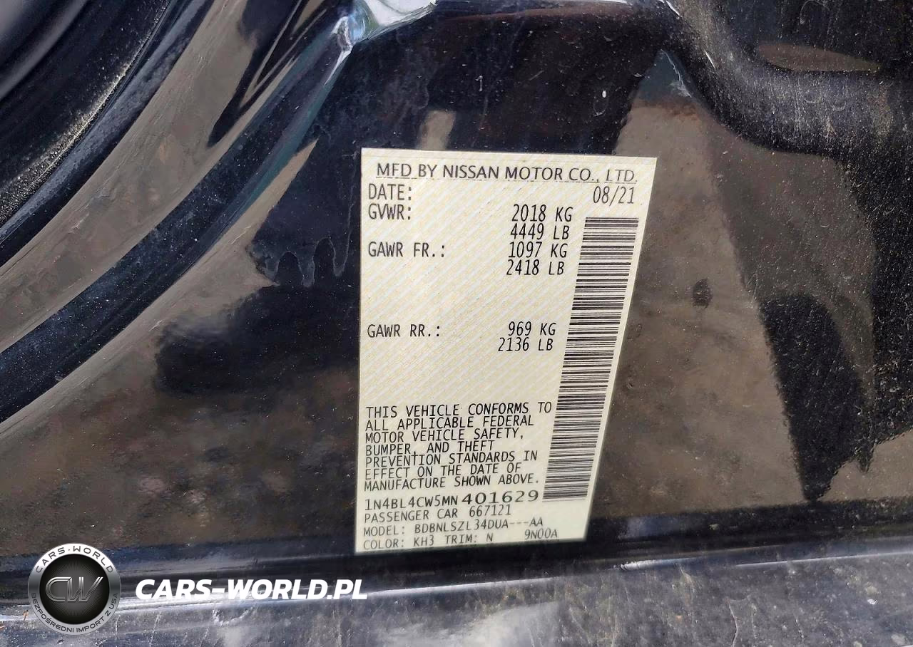 2021 Nissan Altima Sr VIN:1N4BL4CW5MN401629 - 12