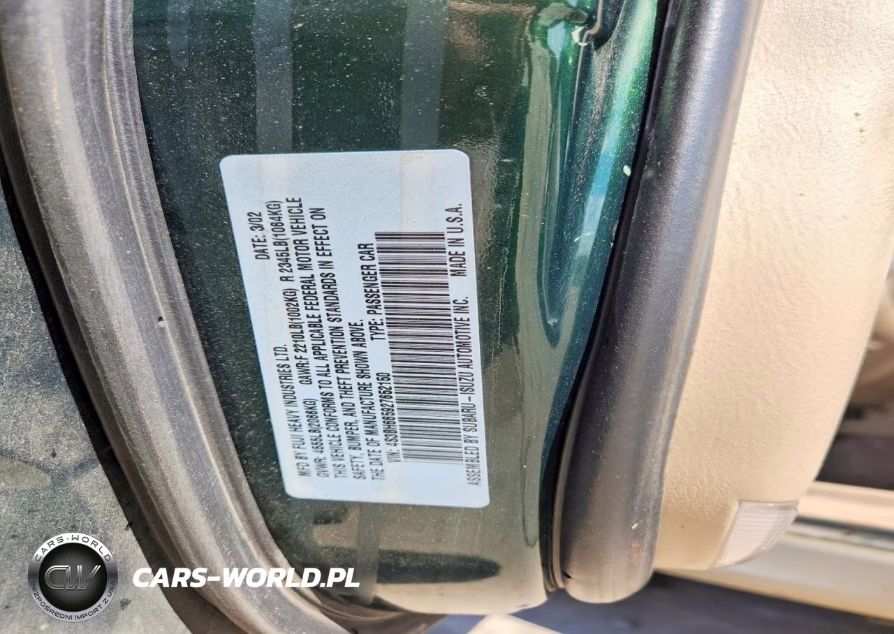 2002 Subaru Legacy Outback VIN:4S3BH665927652150 - 13
