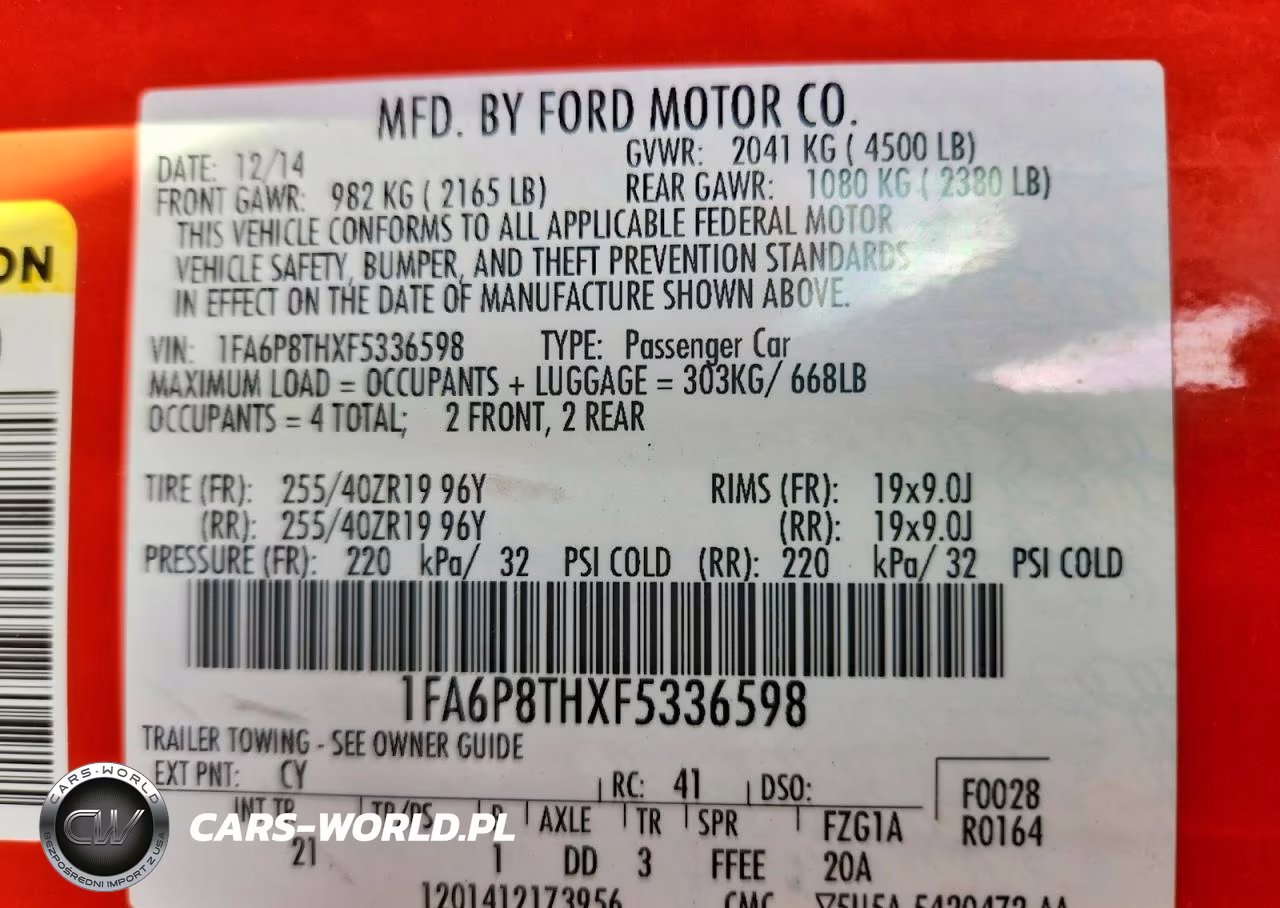 2015 Ford Mustang VIN:1FA6P8THXF5336598 - 12