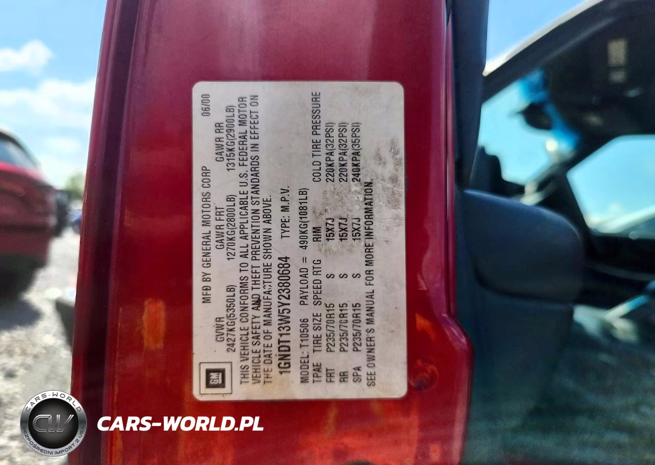 2000 Chevrolet Blazer VIN:1GNDT13W5Y2380684 - 12