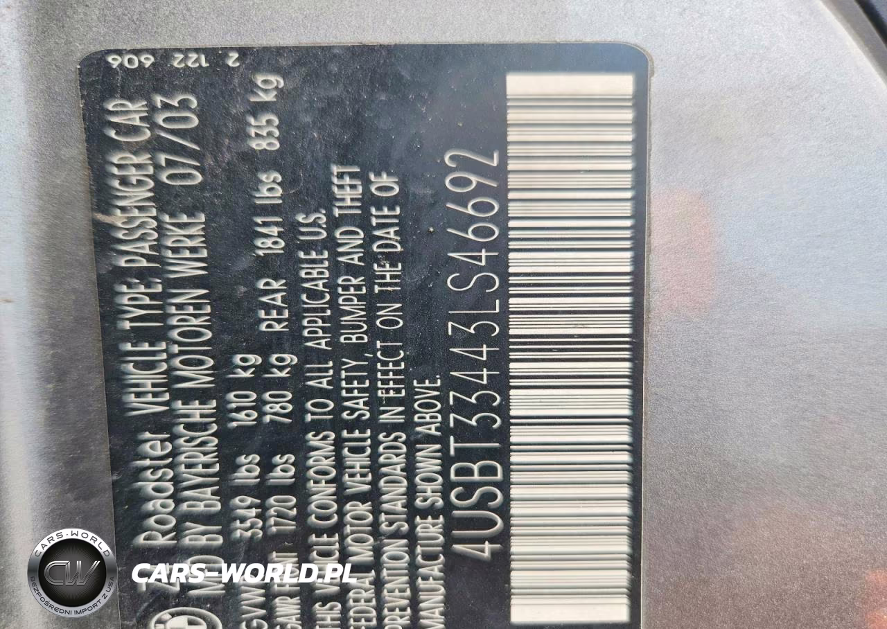 2003 BMW Z4 2.5 VIN:4USBT33443LS46692 - 12