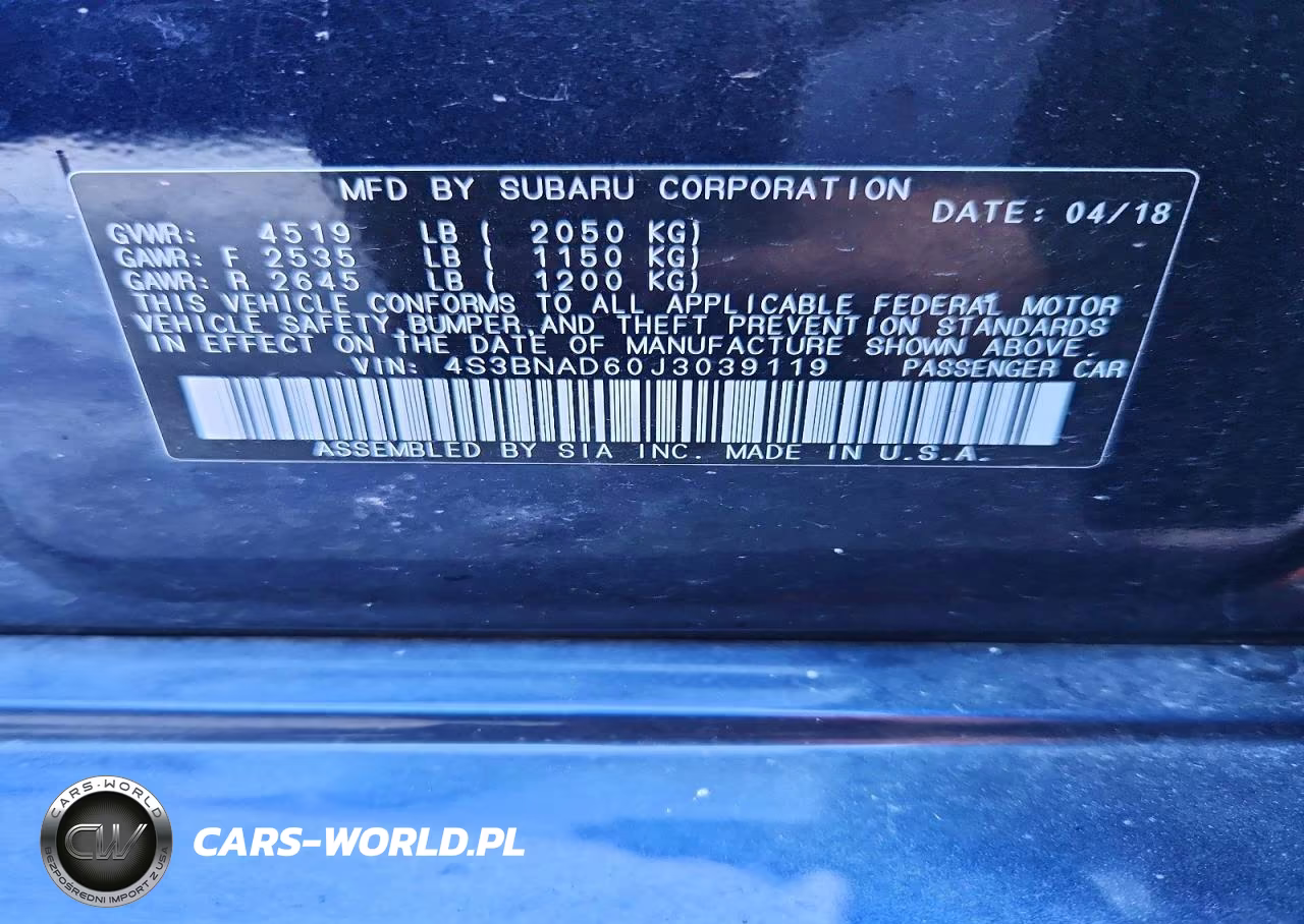 2018 Subaru Legacy 2.5I Premium VIN:4S3BNAD60J3039119 - 13