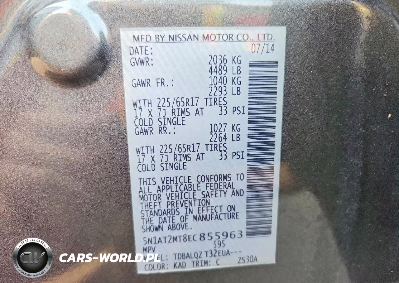 2014 Nissan Rogue S VIN:5N1AT2MT8EC855963 - 13