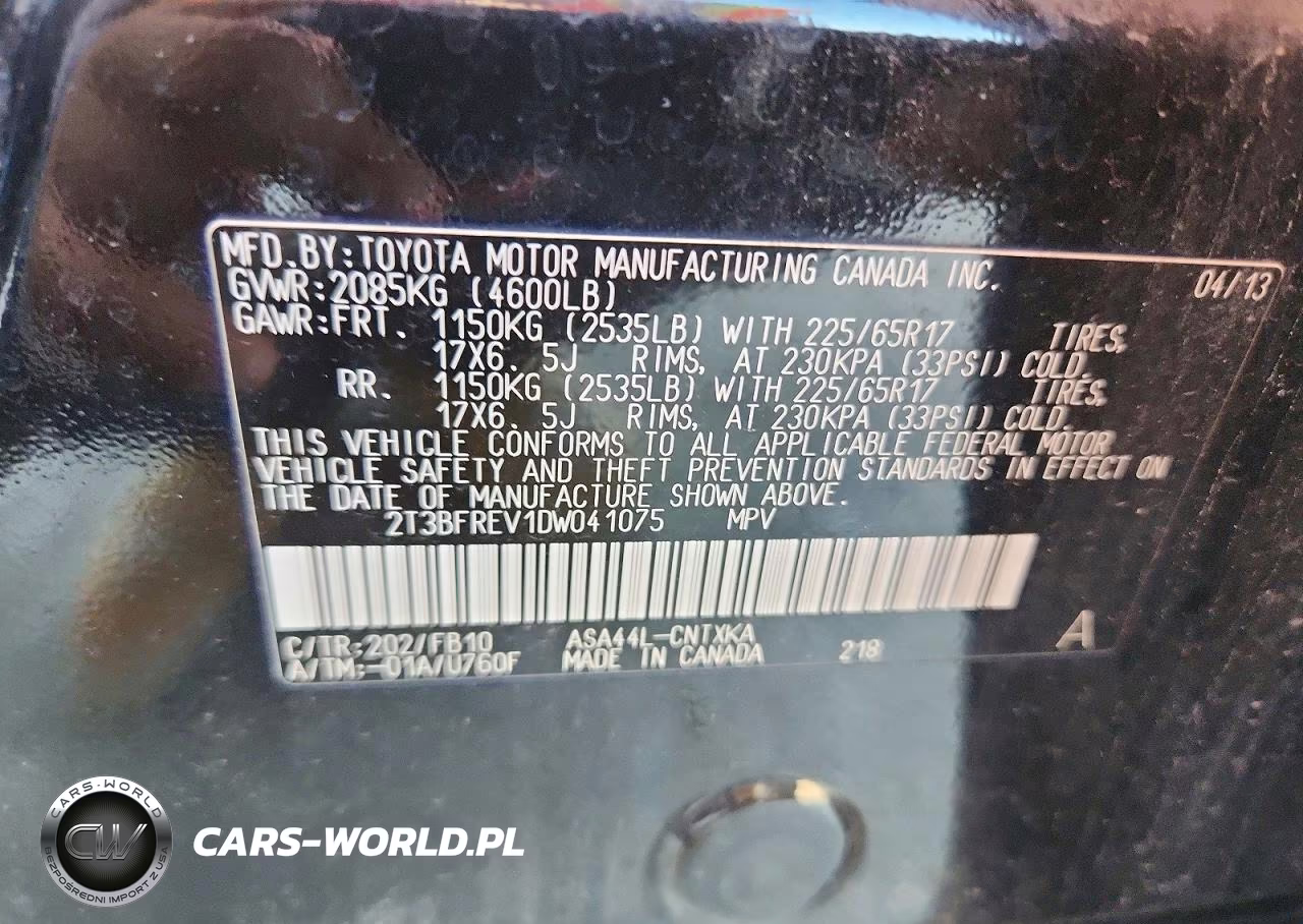 2013 Toyota Rav4 Le VIN:2T3BFREV1DW041075 - 13