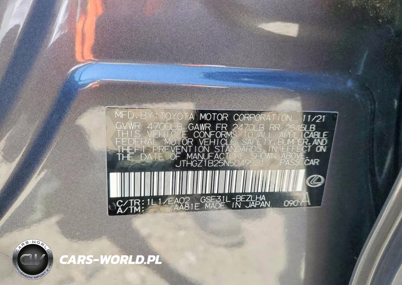 2022 Lexus Is 350 F Sport VIN:JTHGZ1B25N5049521 - 12