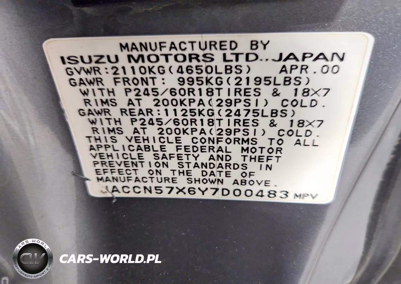 2000 Isu Vehicross VIN:JACCN57X6Y7D00483 - 13