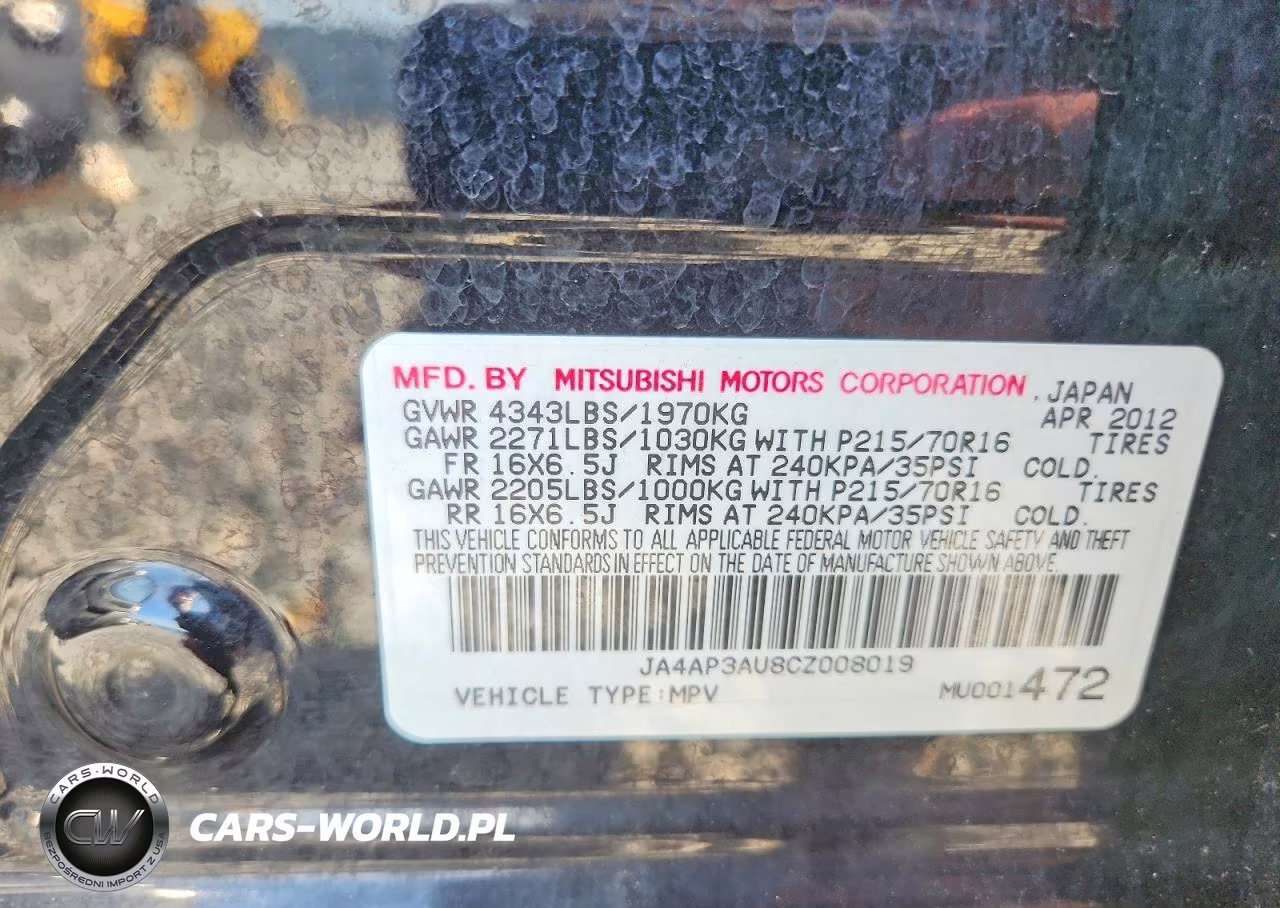 2012 Mitsubishi Outlander Sport Es VIN:JA4AP3AU8CZ008019 - 12
