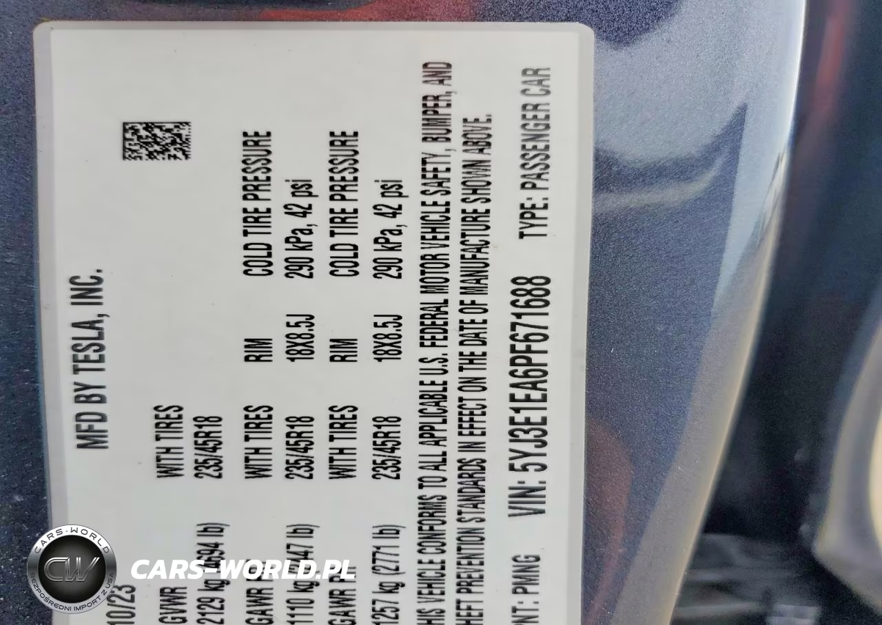2023 Tesla Model 3 VIN:5YJ3E1EA6PF671688 - 12