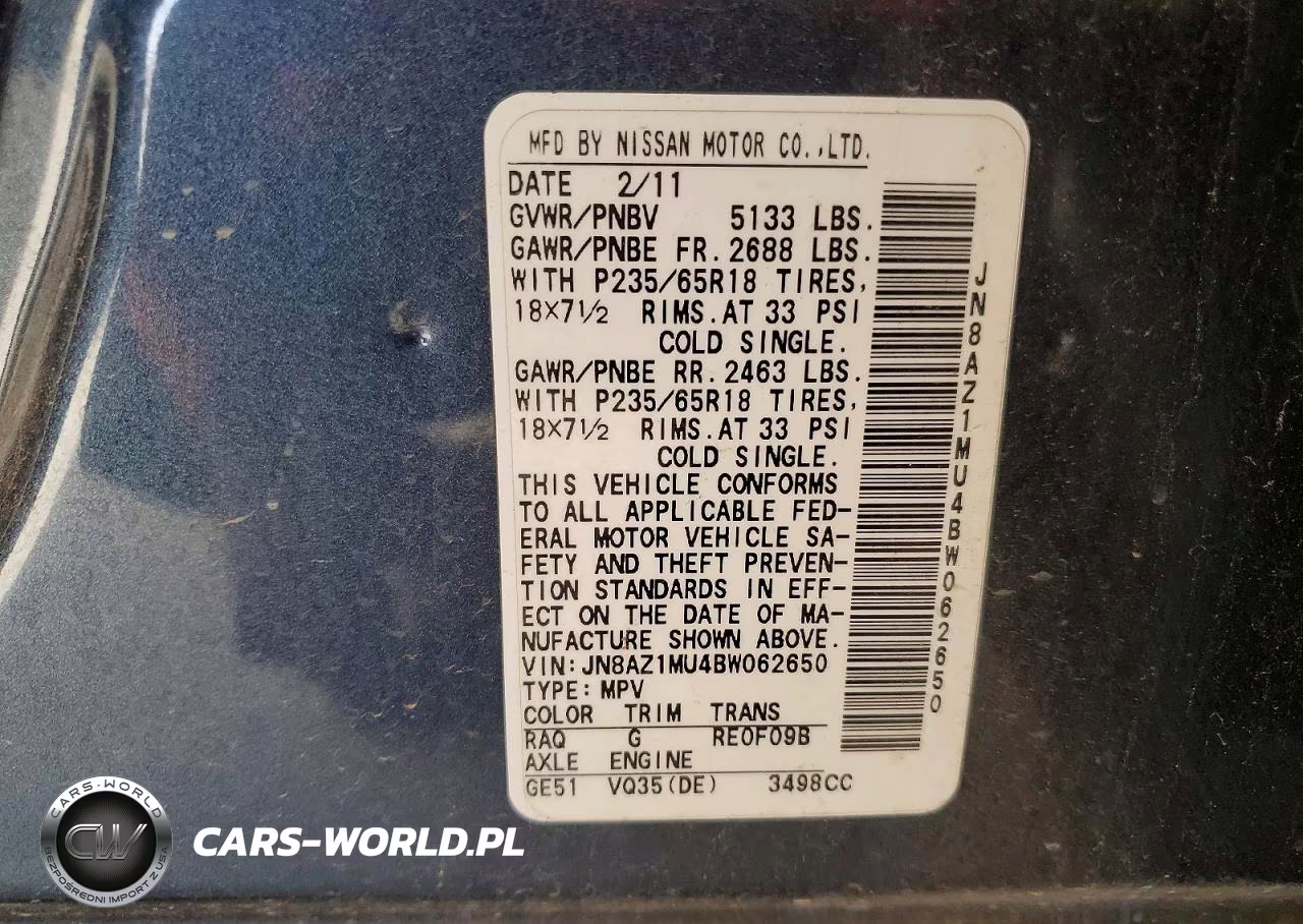 2011 Nissan Murano S VIN:JN8AZ1MU4BW062650 - 12