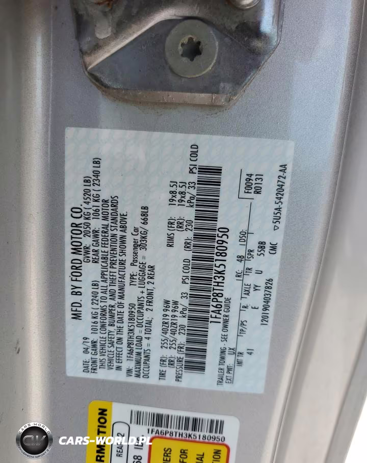 2019 Ford Mustang VIN:1FA6P8TH3K5180950 - 12