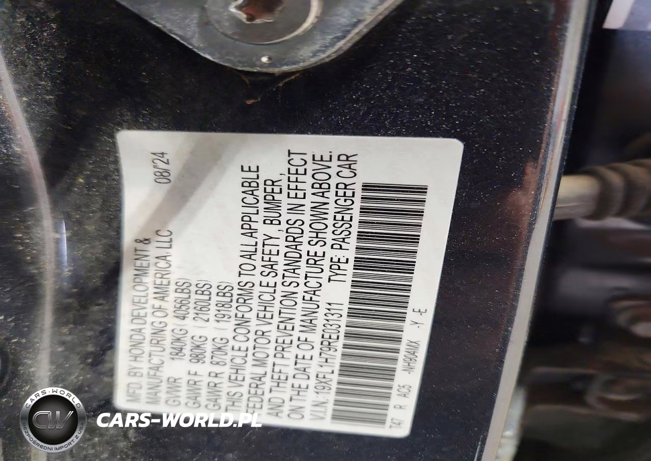 2024 Honda Civic Exl VIN:19XFL1H79RE031311 - 12