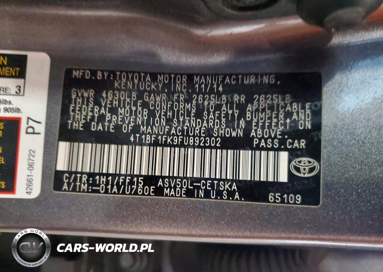 2015 Toyota Camry Se VIN:4T1BF1FK9FU892302 - 13
