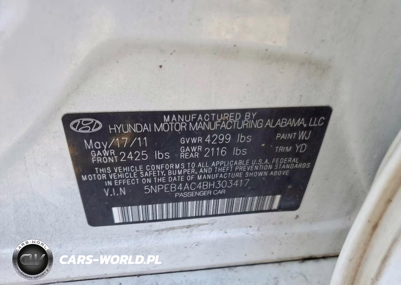 2011 Hyundai Sonata Gls VIN:5NPEB4AC4BH303417 - 12