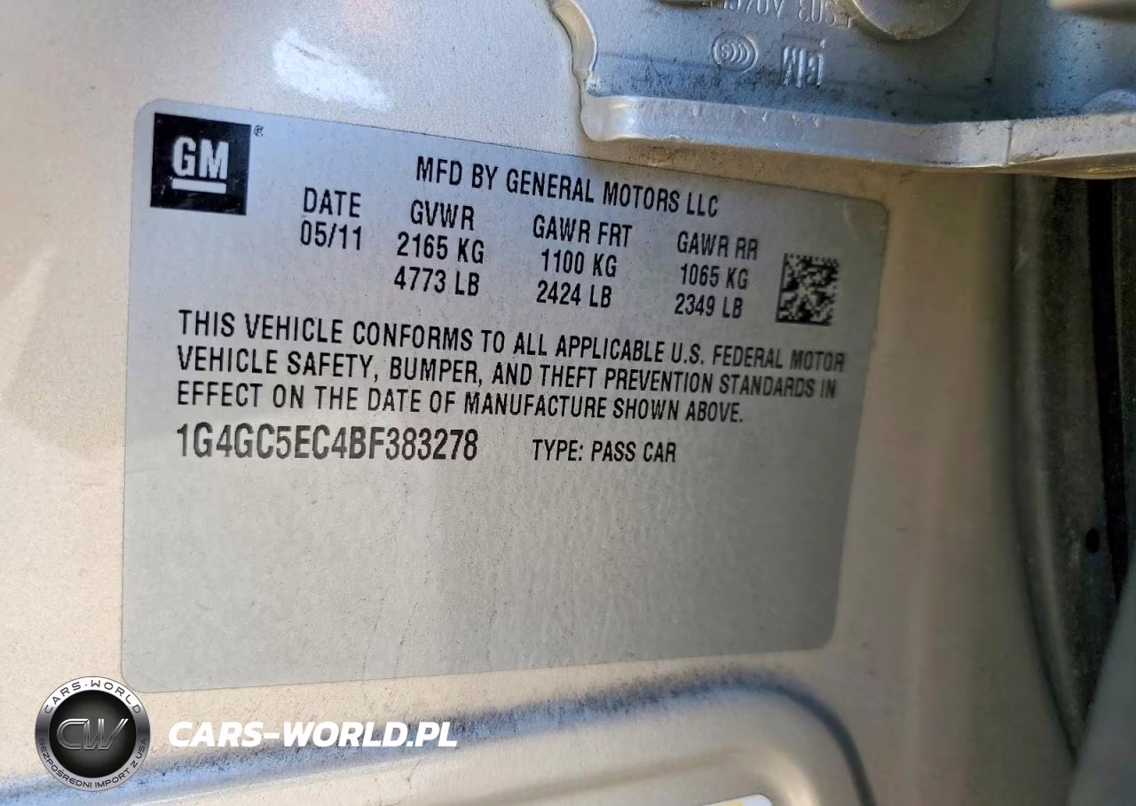 2011 Buick Lacrosse Cxl VIN:1G4GC5EC4BF383278 - 12