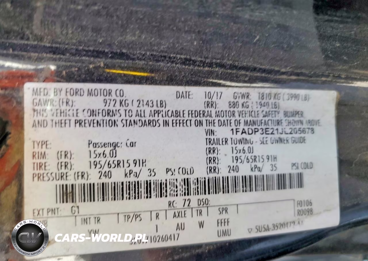 2018 Ford Focus S VIN:1FADP3E21JL205678 - 12