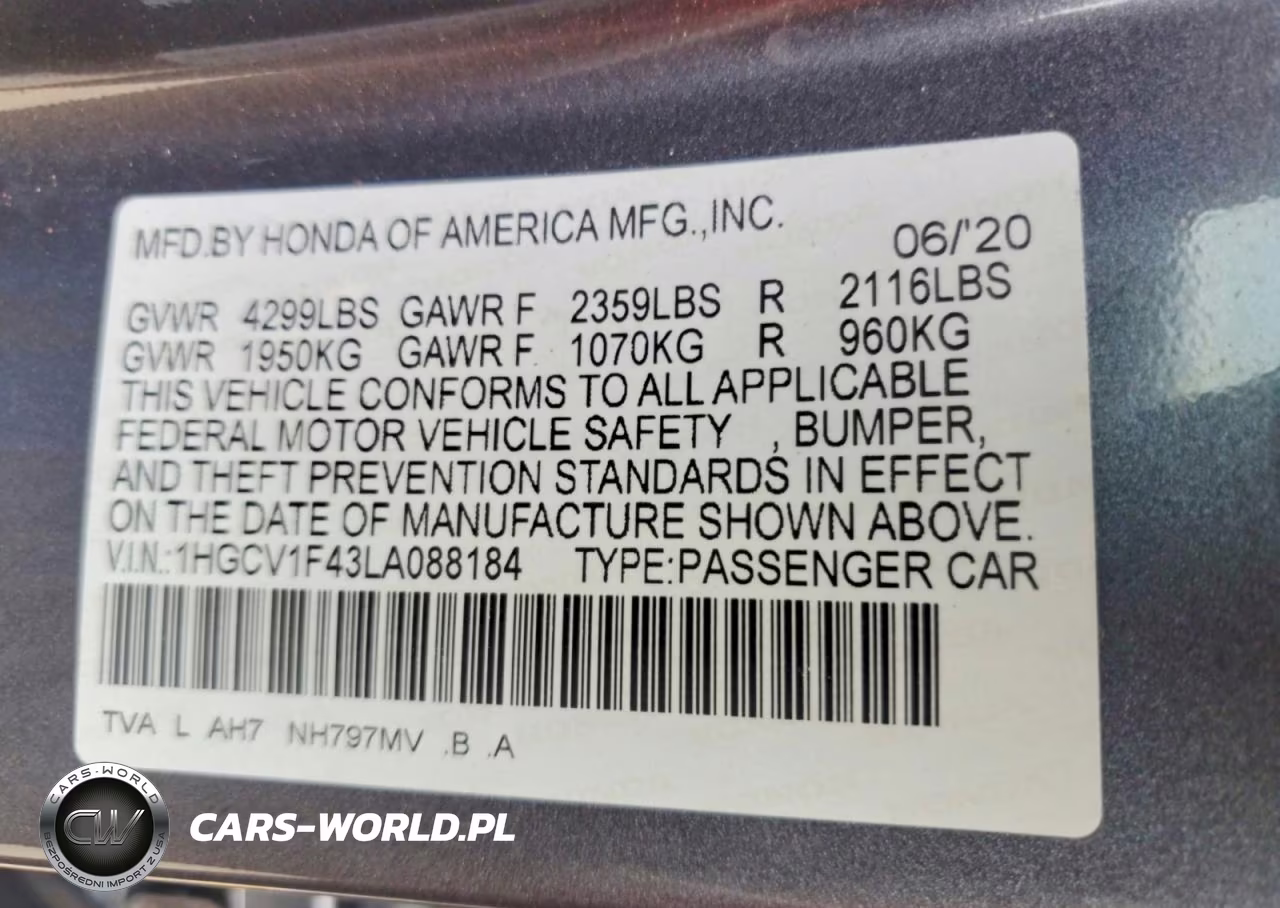 2020 Honda Accord Ex VIN:1HGCV1F43LA088184 - 12