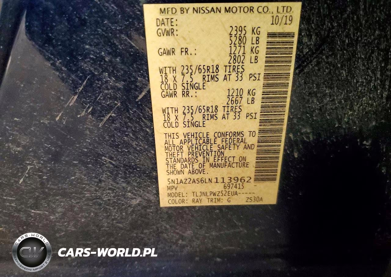 2020 Nissan Murano S VIN:5N1AZ2AS6LN113962 - 13