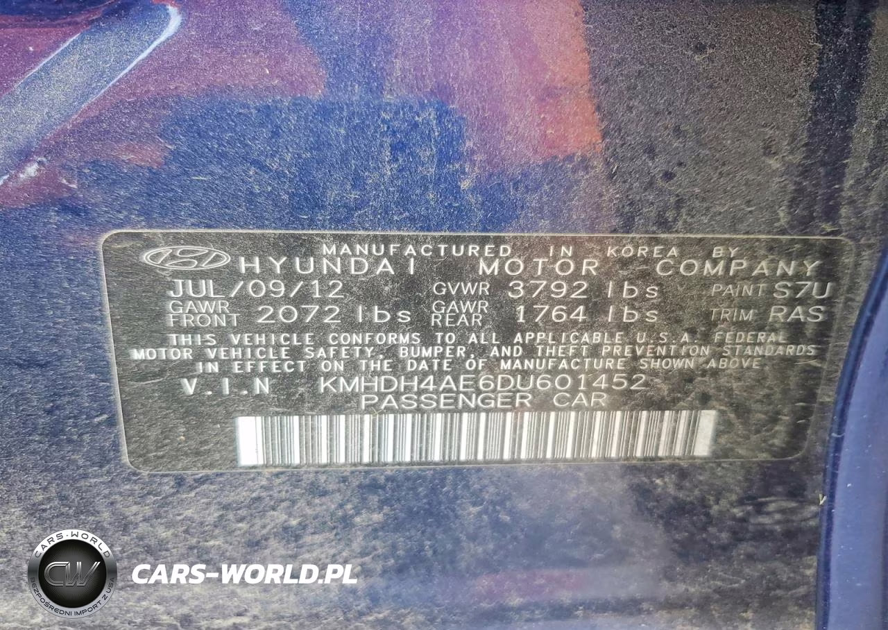 2013 Hyundai Elantra Gls VIN:KMHDH4AE6DU601452 - 12